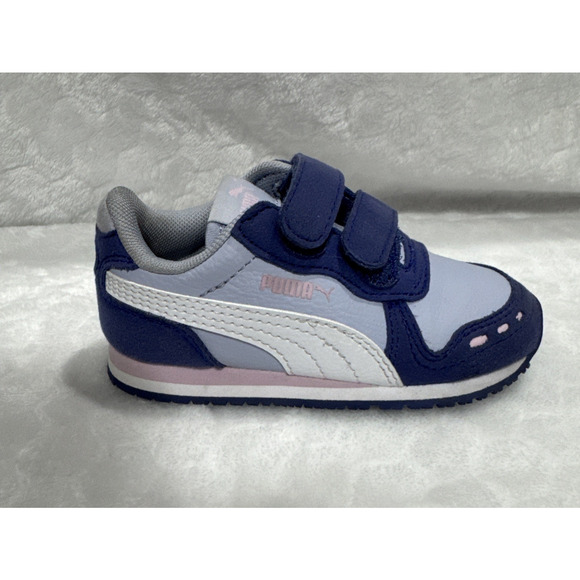PUMA Cabana Racer Toddler Girl Sneakers Shoes Size 6C Slip On Casual Blue Pink - Picture 1 of 12